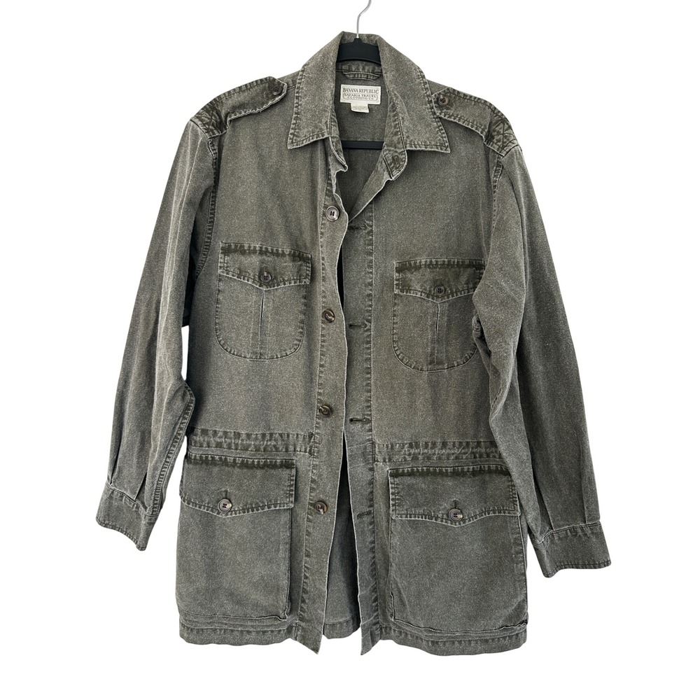 Banana Republic Safari & Travel Vintage Green Cotton Field Jacket Mens M